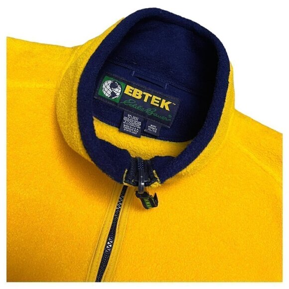 Eddie Bauer EBTEK Vintage Y2K FLEECE Bright Yellow Outdoor Vest - XL - Picture 3 of 6